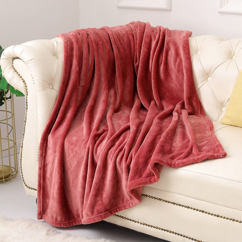 KMUSET Fleece Blanket Throw Size Coral Lightweight Super Soft Cozy Luxury Bed Blanket Microfiber - Image 1